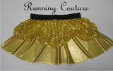 Yellow Princess inspired women's metallic/sparkle running skirt
