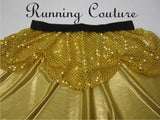 Yellow Princess inspired women's metallic/sparkle running skirt