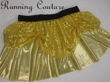 Yellow Princess inspired women's metallic/sparkle running skirt
