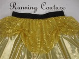 Yellow Princess inspired women's metallic/sparkle running skirt