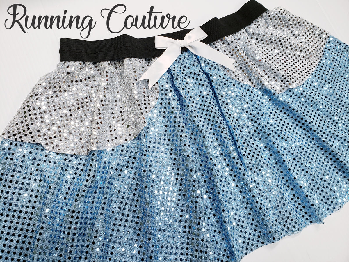 Glass slipper princess inspired sparkle women's running skirt. Midnight  princess
