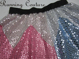 Blue and Pink Sleepy princess inspired women's sparkle running skirt