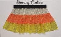 2X/3X  Candy Corn three tiered inspired sparkle women's running skirt