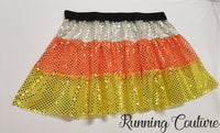 2X/3X  Candy Corn three tiered inspired sparkle women's running skirt