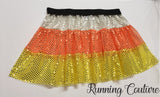 2X/3X  Candy Corn three tiered inspired sparkle women's running skirt