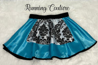 Alice inspired women's satin running skirt