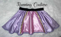 Satin Rapunzel inspired women's running skirt. Mother Gothel