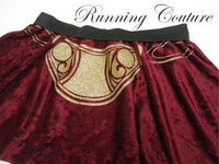 Burgundy Leia inspired women's velvet running skirt