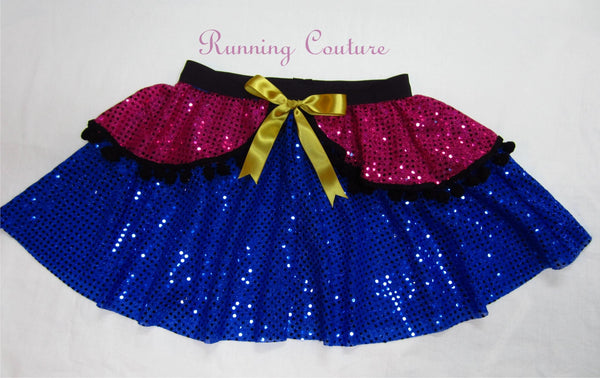 Blue Anna inspired women's sparkle running skirt