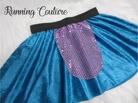 Sad donkey inspired blue women's velvet running skirt.