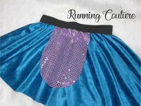 Sad donkey inspired blue women's velvet running skirt.