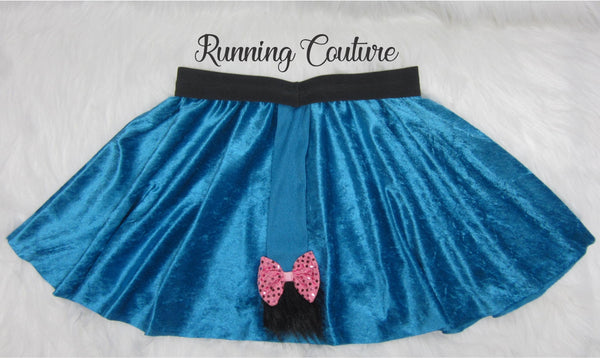 Sad donkey inspired blue women's velvet running skirt.