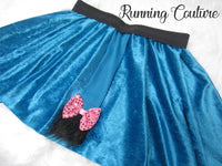 Sad donkey inspired blue women's velvet running skirt.