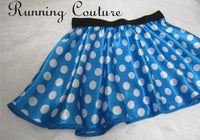 Mini Lady Blue Polka dot Mouse inspired women's satin running skirt