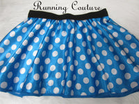 Mini Lady Blue Polka dot Mouse inspired women's satin running skirt