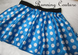 Mini Lady Blue Polka dot Mouse inspired women's satin running skirt