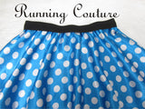 Mini Lady Blue Polka dot Mouse inspired women's satin running skirt