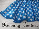 Mini Lady Blue Polka dot Mouse inspired women's satin running skirt