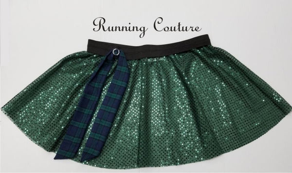 Arrow princess Hunter green sparkle women's running skirt