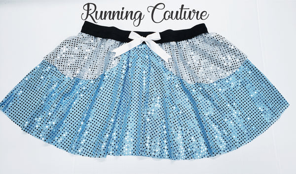 Glass slipper princess inspired sparkle women's running skirt. Midnight princess