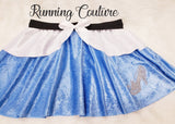 Midnight glass slipper princess inspired velvet blue and white women's running skirt