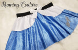 Midnight glass slipper princess inspired velvet blue and white women's running skirt