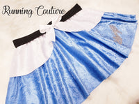 Midnight glass slipper princess inspired velvet blue and white women's running skirt