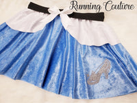 Midnight glass slipper princess inspired velvet blue and white women's running skirt