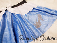 Midnight glass slipper princess inspired velvet blue and white women's running skirt