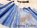 Midnight glass slipper princess inspired velvet blue and white women's running skirt