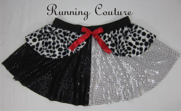 Dalmatian Villain inspired women's sparkle running skirt