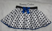 Dalmatian with blue trim inspired women's satin running skirt