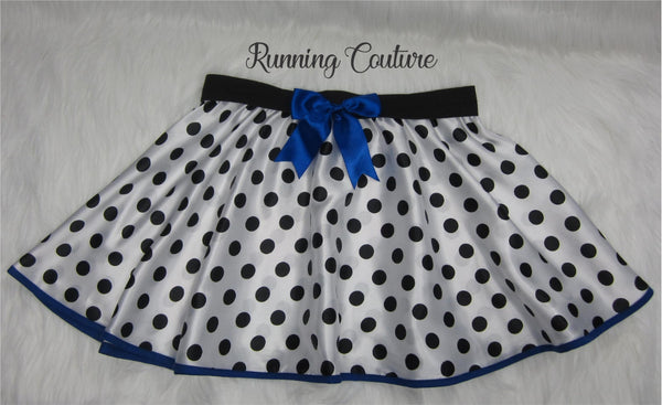 Dalmatian with blue trim inspired women's satin running skirt