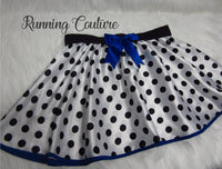 Dalmatian with blue trim inspired women's satin running skirt