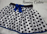 Dalmatian with blue trim inspired women's satin running skirt