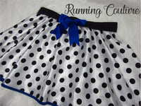 Dalmatian with blue trim inspired women's satin running skirt