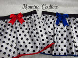 Dalmatian with blue trim inspired women's satin running skirt