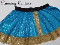 2X/3X BLUE Merida inspired circle skirt accented with sheer gold edge