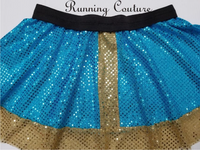 2X/3X BLUE Merida inspired circle skirt accented with sheer gold edge