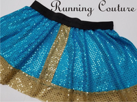 2X/3X BLUE Merida inspired circle skirt accented with sheer gold edge