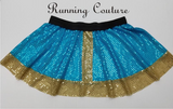 2X/3X BLUE Merida inspired circle skirt accented with sheer gold edge