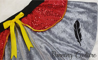 Flying elephant black feather inspired women's velvet running skirt