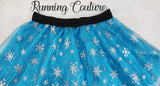 Snowflake Elsa inspired women's sparkle running skirt