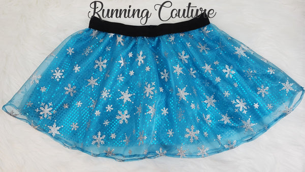 Snowflake Elsa inspired women's sparkle running skirt