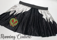 Poison Apple Evil Queen Villain inspired women's velvet running skirt