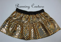 Gold mermaid inspired fish scale print spandex women's running skirt