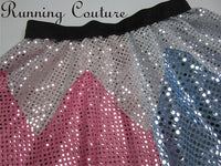 Blue and Pink Sleepy princess inspired women's sparkle running skirt