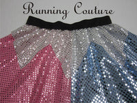 Blue and Pink Sleepy princess inspired women's sparkle running skirt