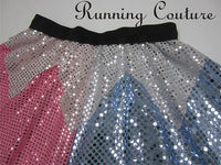 Blue and Pink Sleepy princess inspired women's sparkle running skirt