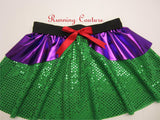 Ariel inspired green sparkle women's running skirt